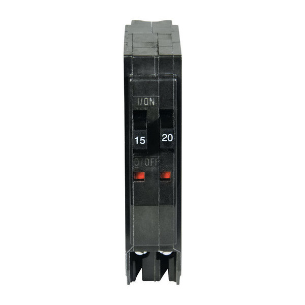 Schneider Electric Miniature Circuit Breaker, QO Series 15/20A, 1x1, 1x1 Pole, 120/240V AC QOT1520CP